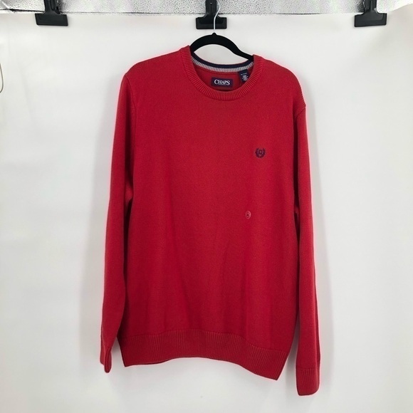 CHAPS Mens NWOT Red Cotton Classic Crewneck Sweater Size XL - Picture 1 of 13